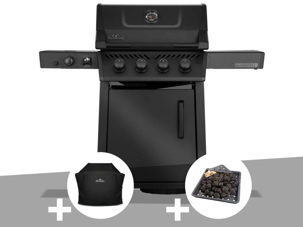 Barbecue gaz freestyle 425 noir 4 brûleurs + 1 sizzle zone série phantom + houss