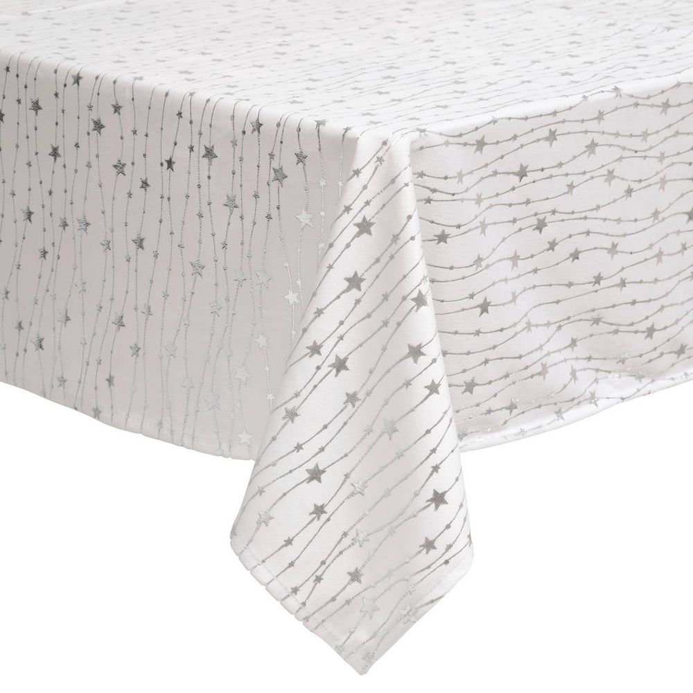 Nappe velours motif étoiles 140x240cm argent