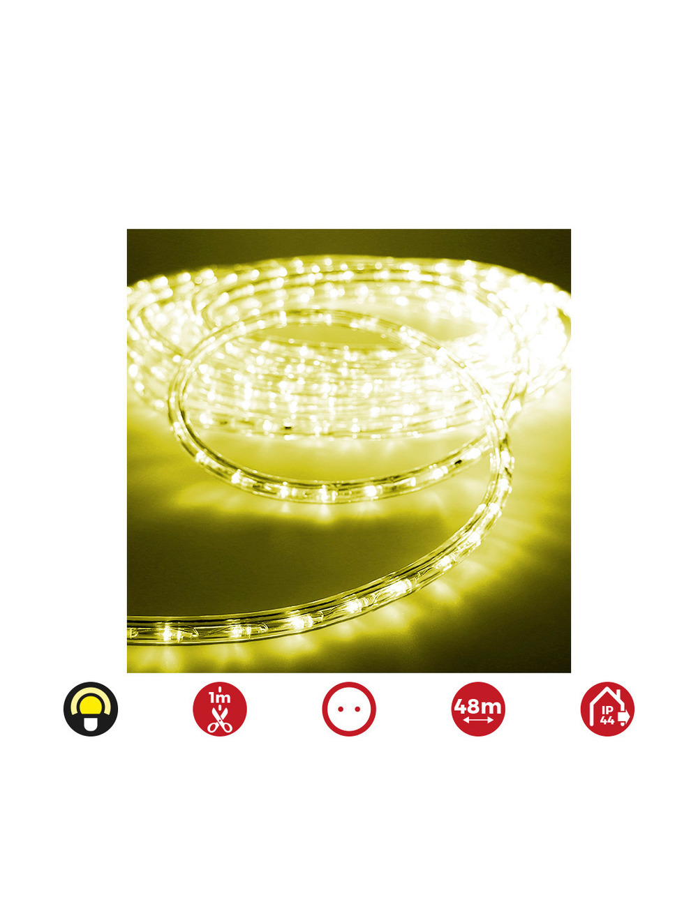 Tube flexiled 48m. 2 voies fixes 30 leds/m jaune
