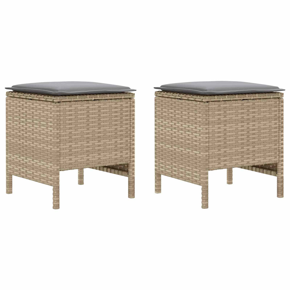 Pouf de jardin 2 pièce beige et gris clair 38 x 38 x 45 cm