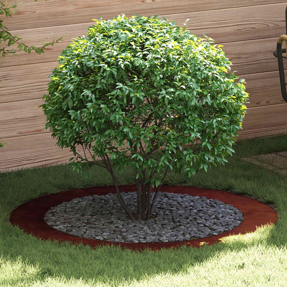 Bordure d'arbre plate acier corten pour jardin protection de tronc ronde ø120 cm