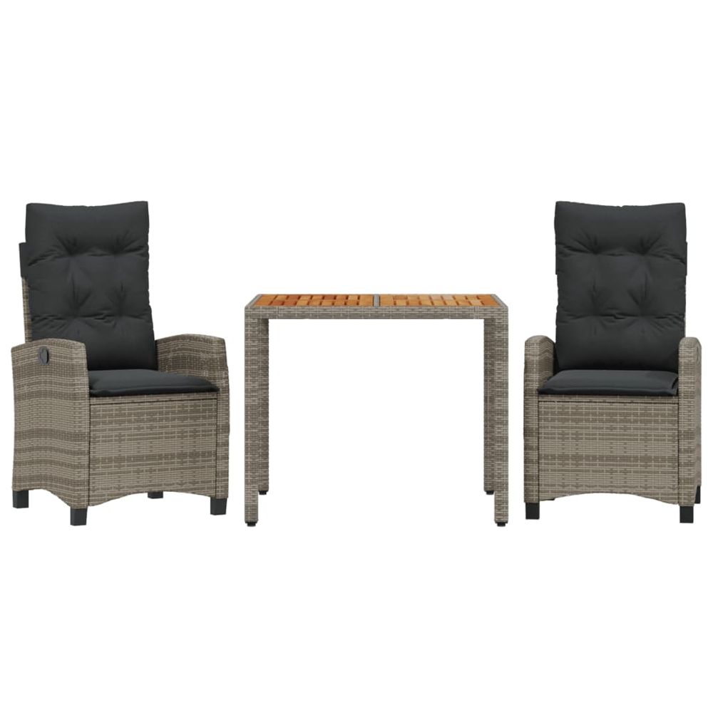 Ensemble à manger de jardin 3 pcs coussins gris résine tressée