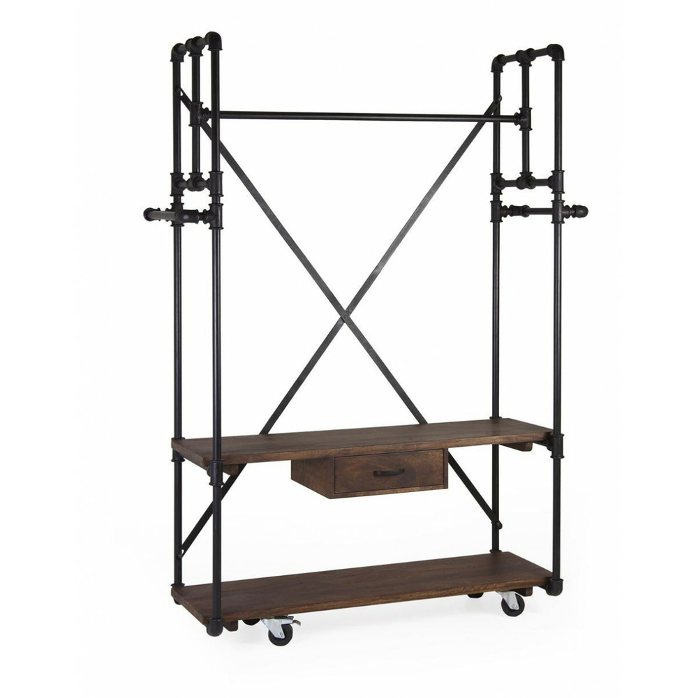 Armoire 1 tiroir metal bois marron - quinquenelle décoration d'autrefois