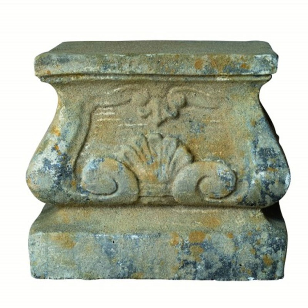 Socle pierre reconstituée arabesques 34x34x30cm
