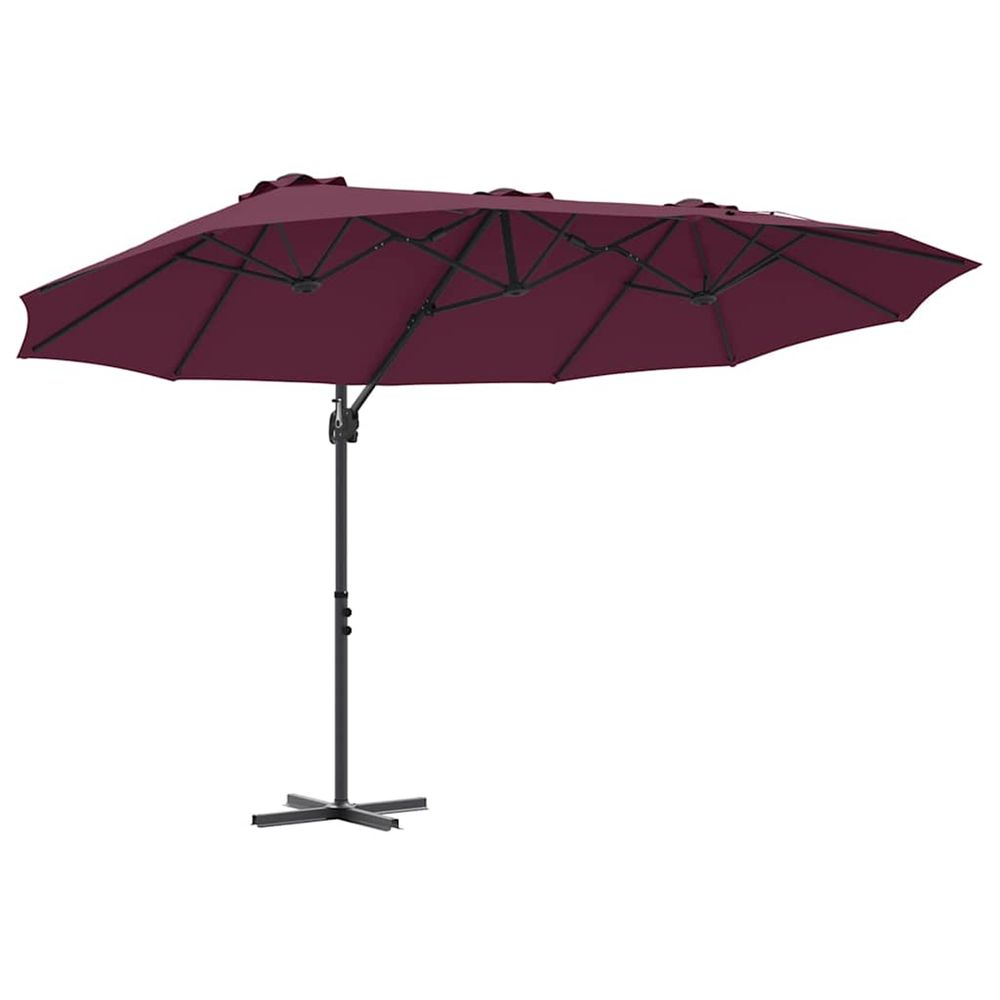 Parasol bordeaux 372 x 198 x 243 cm polyester et aluminium
