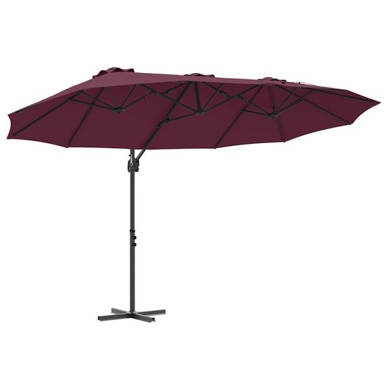 Parasol bordeaux 372 x 198 x 243 cm polyester et aluminium