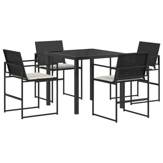 Ensemble de salle à manger pour jardin 5 pcs noir et crème
