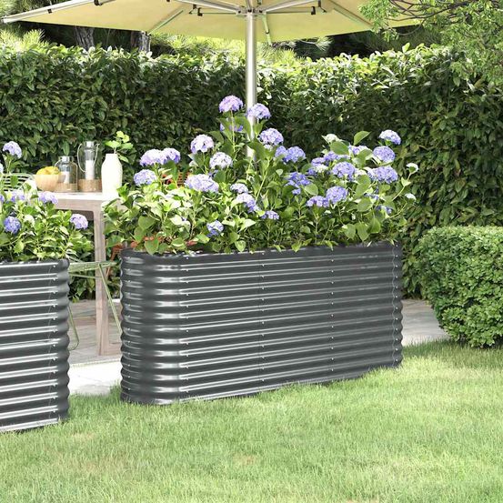 Jardinière surélevée acier potager jardin balcon anthracite 152x40x68 cm