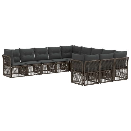 Ensemble de canapé de jardin 11 pc gris polyrotin