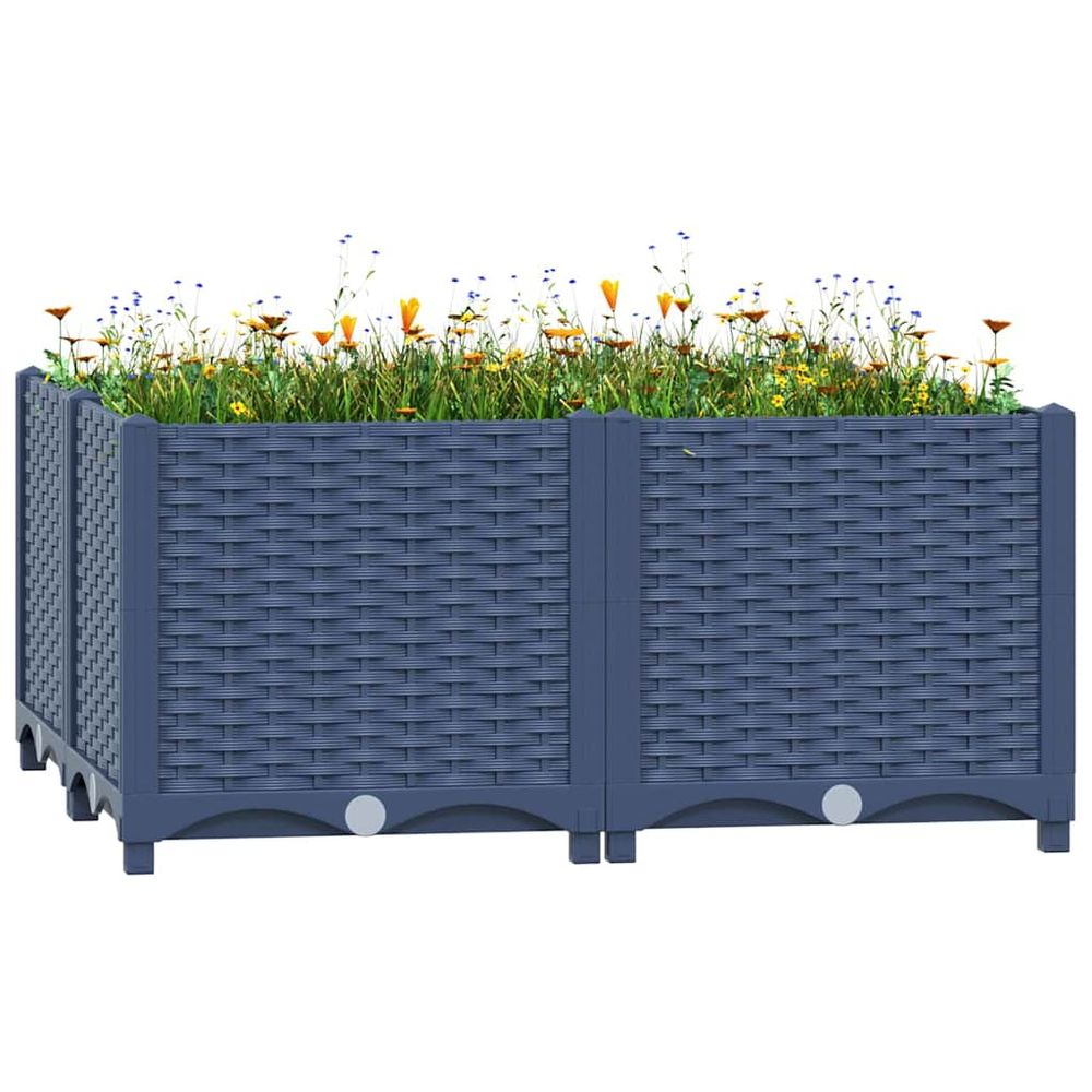 Carré potager 80x80cm polypropylène bac à fleurs pour jardin terrasse balcon gris
