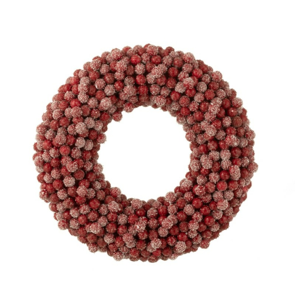Couronne de baies en résine rouge 35x6x35 cm