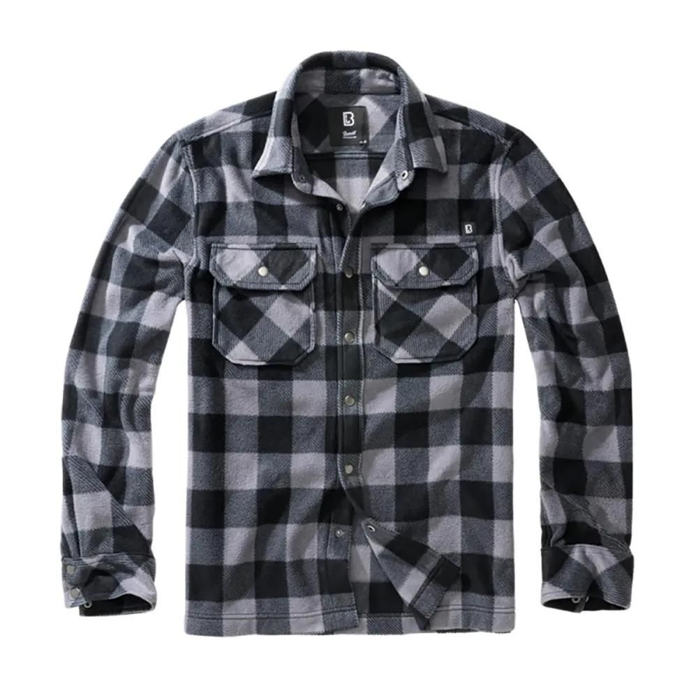 Chemise polaire homme manches longues jeff brandit® - gris et noir