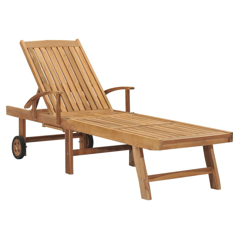 Chaise longue bois de teck solide bain de soleil