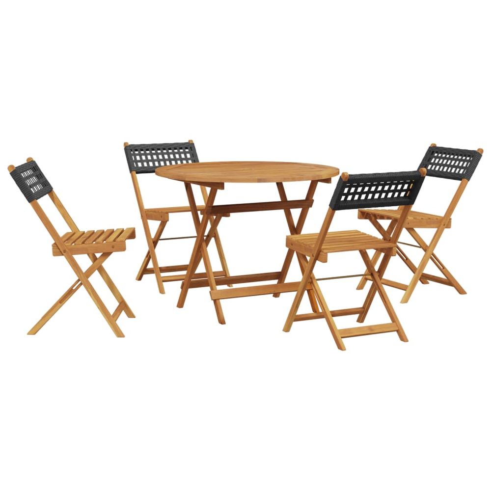Ensemble à manger de jardin 5 pcs résine tressée et bois massif