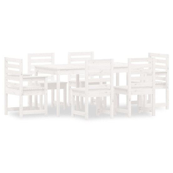 Ensemble à manger de jardin 7 pcs blanc bois massif de pin