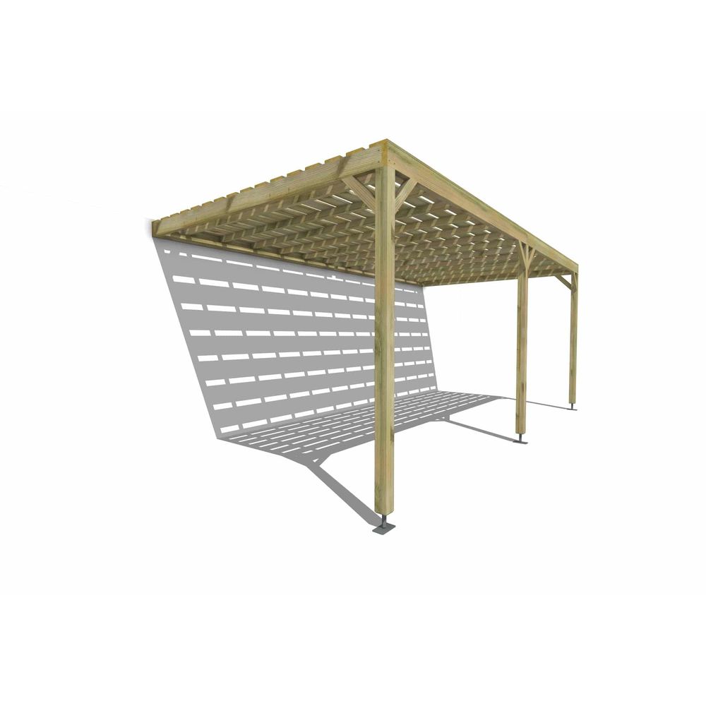 Pergola bois • 6m x 3m • adossée • sens profondeur • platelage bois • livraison comprise