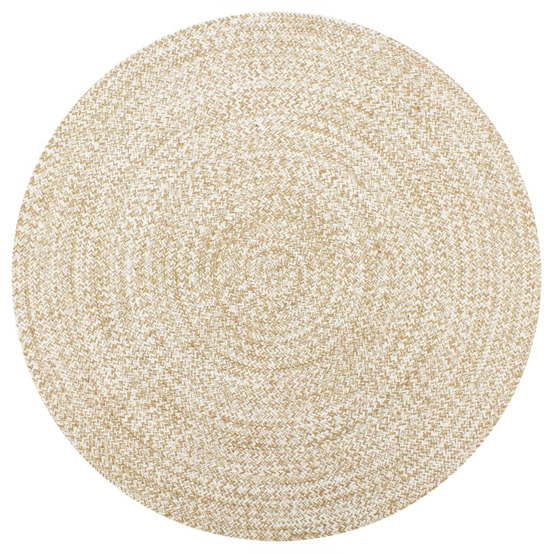 Tapis fait main Jute Blanc et naturel 120cm