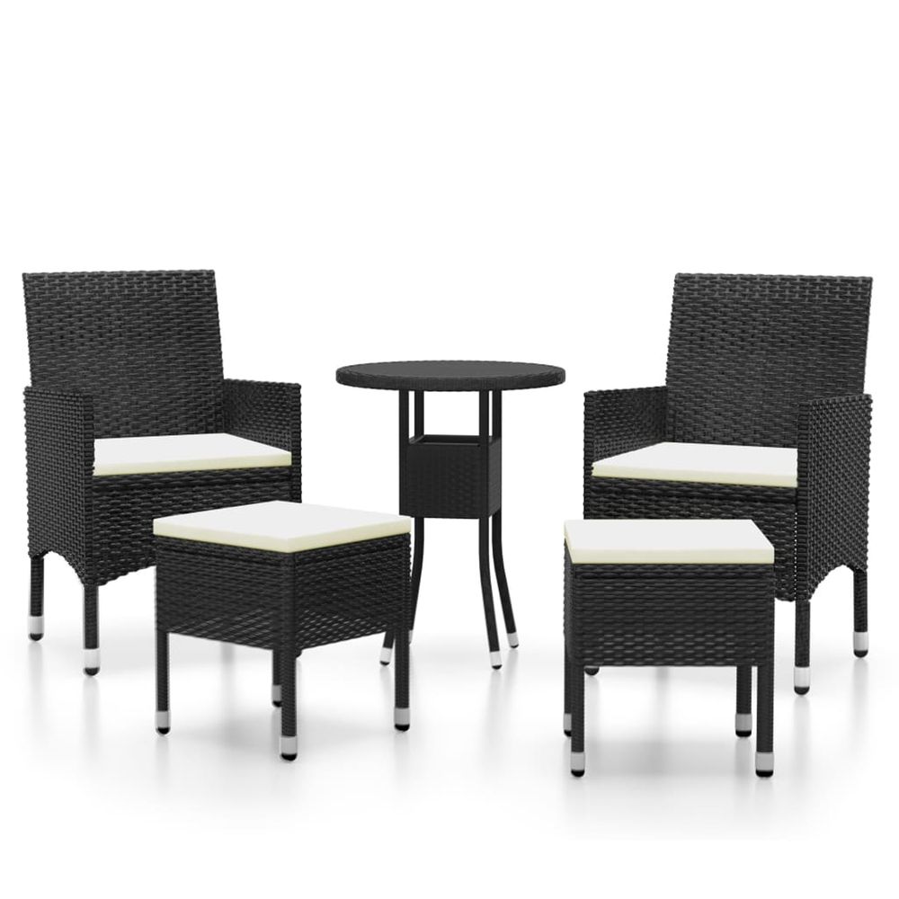 Salon de jardin 5 pcs résine tressée noir