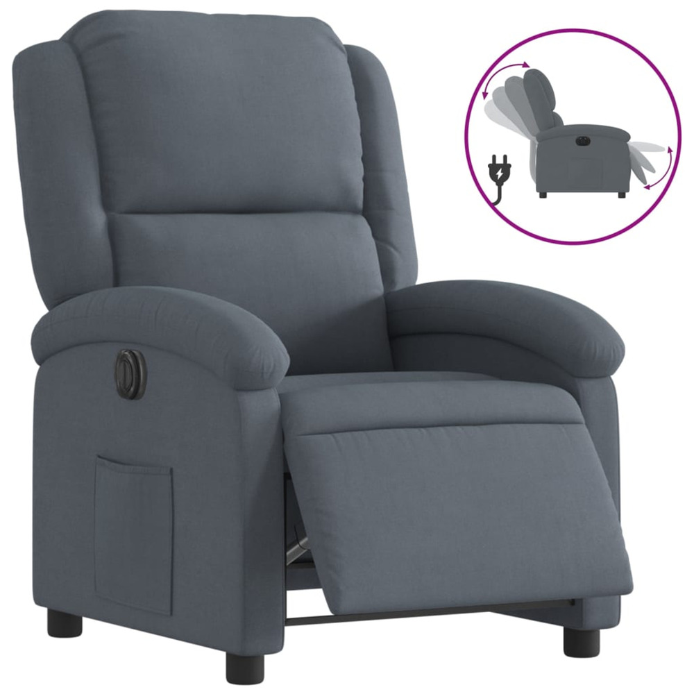 Fauteuil inclinable électrique gris foncé velours