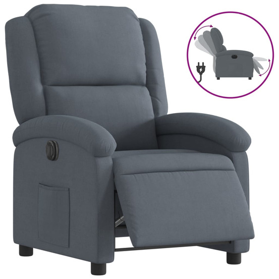 Fauteuil inclinable électrique gris foncé velours