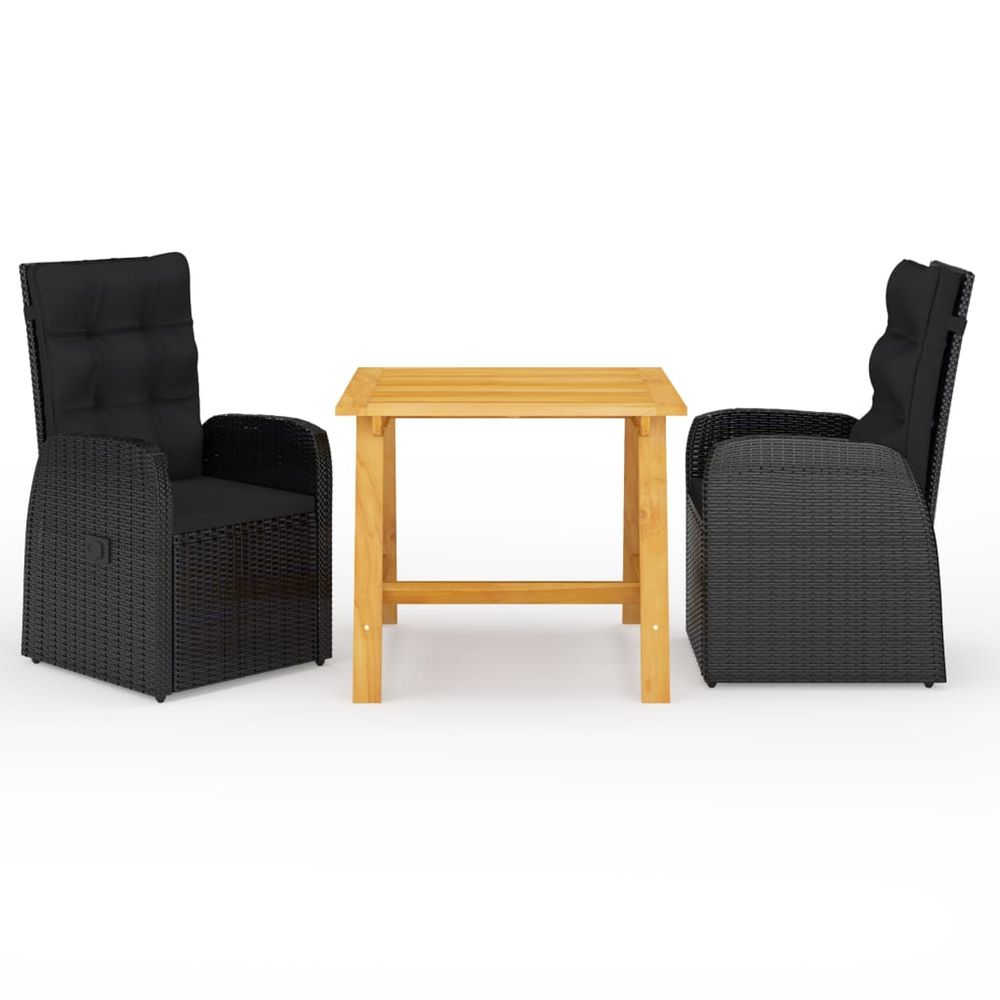 Ensemble à manger de jardin 3 pcs noir