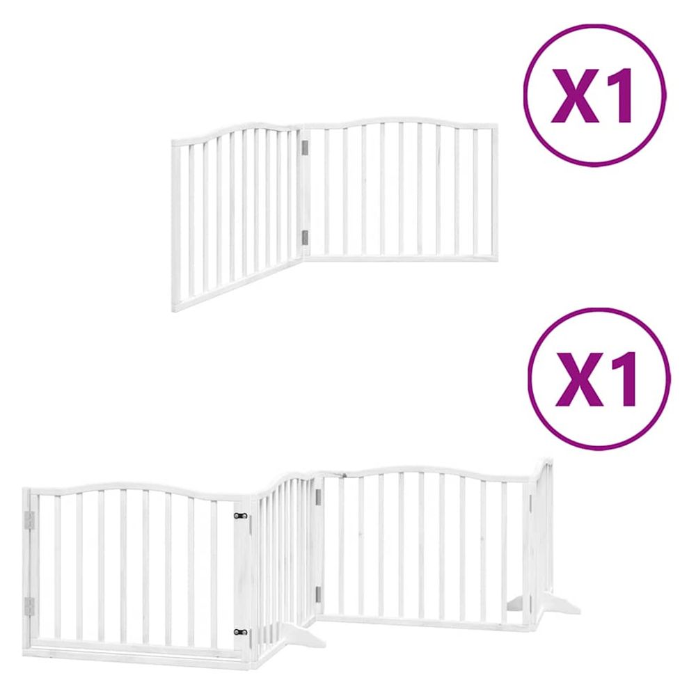 Barrière pour chien porte pliable 6panneaux blanc bois peuplier