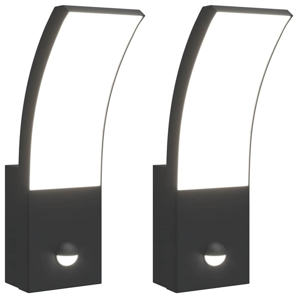 Appliques murales led d'extérieur avec capteurs 2 pcs noir
