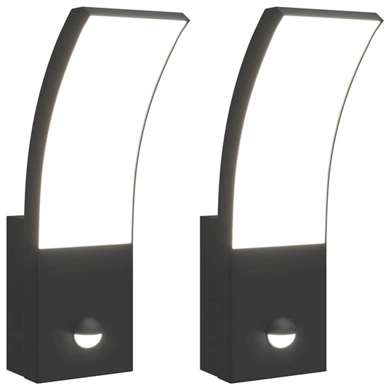 Appliques murales led d'extérieur avec capteurs 2 pcs noir