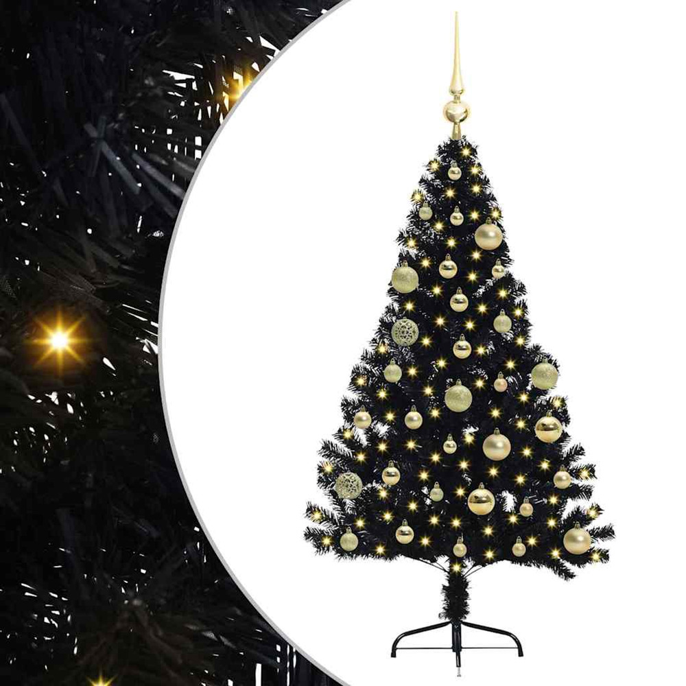 Sapin de noël artificiel pré-éclairé noir 120 cm pvc