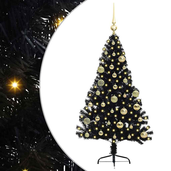 Sapin de noël artificiel pré-éclairé noir 120 cm pvc