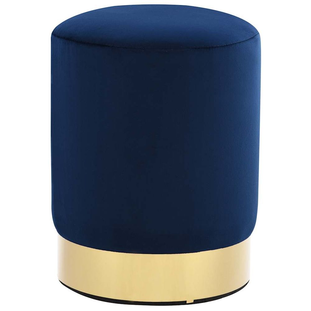 Tabouret bleu et doré velours 28 x 36 cm