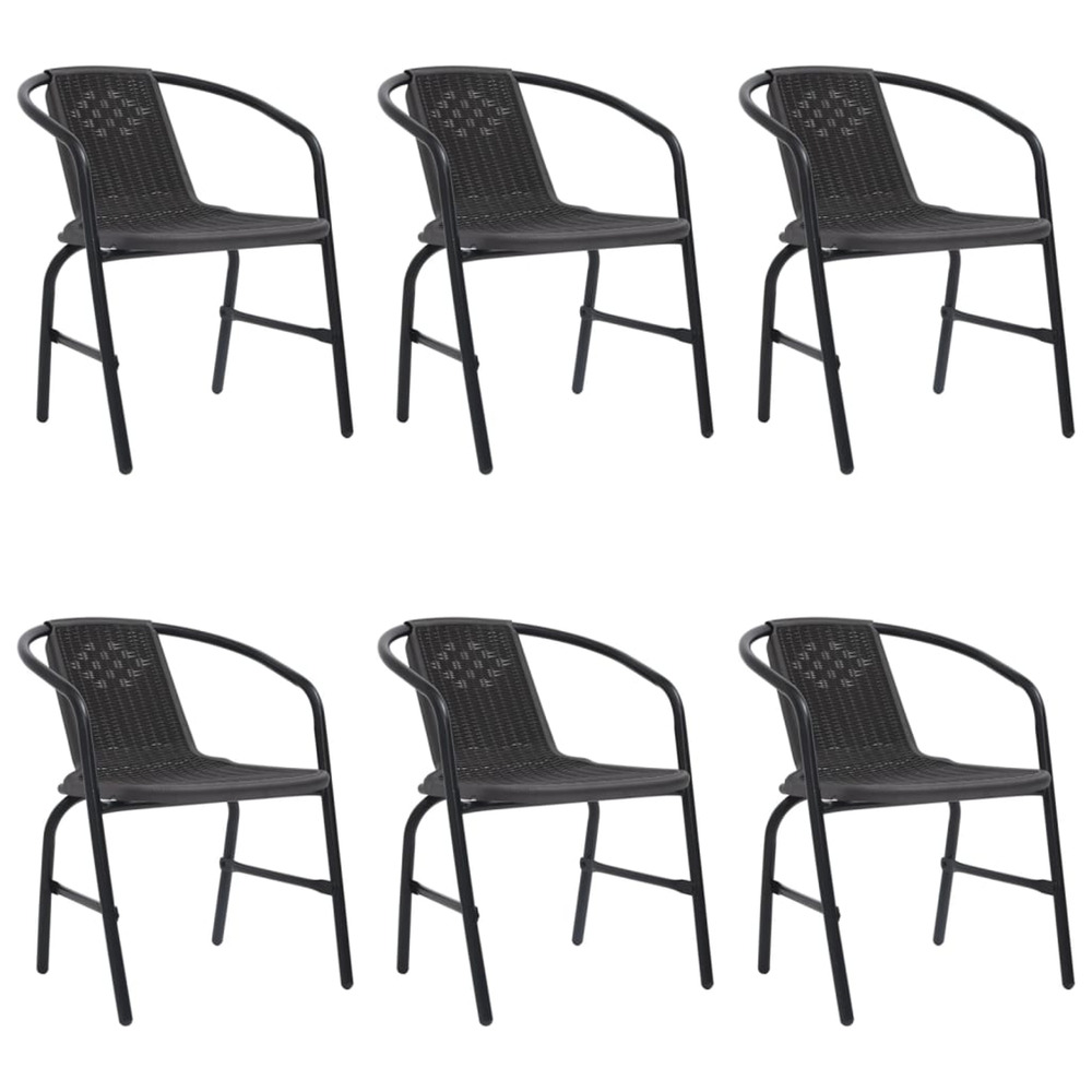 Chaises de jardin lot de 6 rotin plastique et acier 110 kg