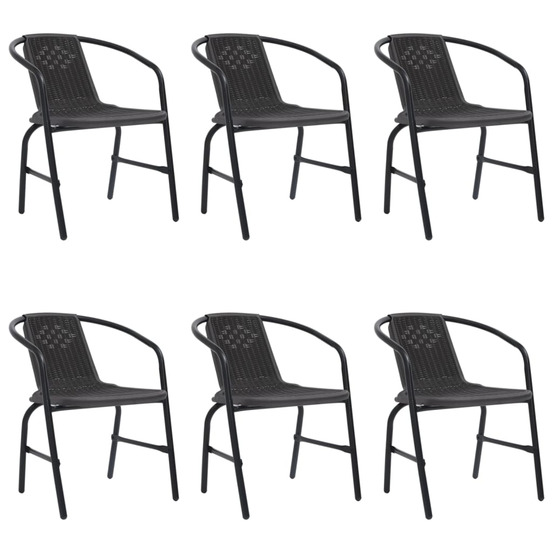 Chaises de jardin lot de 6 rotin plastique et acier 110 kg