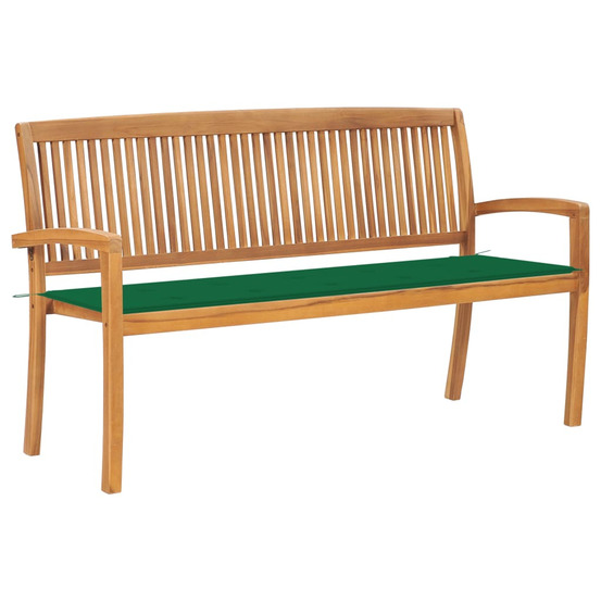 Banc de jardin empilable et coussin 159 cm bois de teck massif