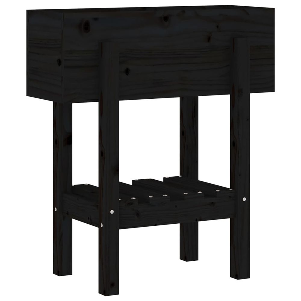 Jardinière d'extérieur noir 62x30x69 cm bois massif de pin