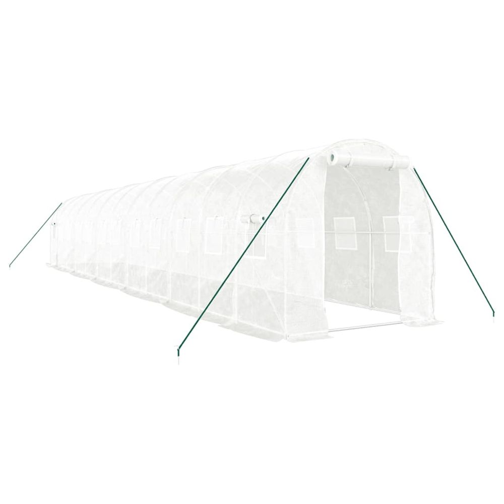 Serre avec cadre en acier blanc 24 m² 12x2x2 m