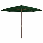 Parasol avec mât en bois 350 cm vert