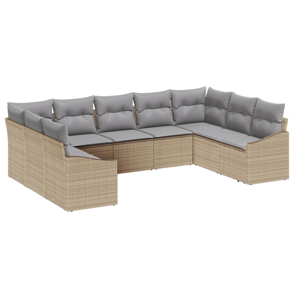Ensemble de canapé de jardin 9 pcs beige et gris clair