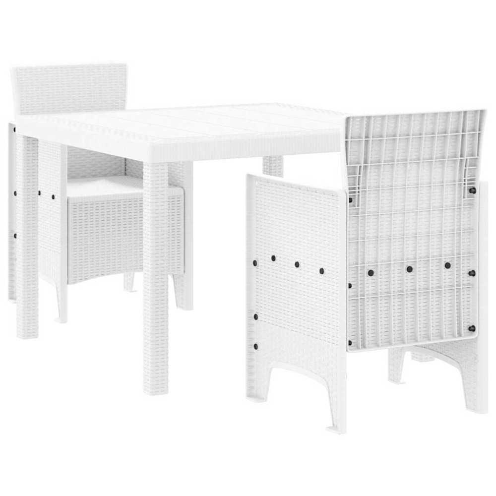 Ensemble de salle à manger pour jardin 3 pcs blanc rattan polt