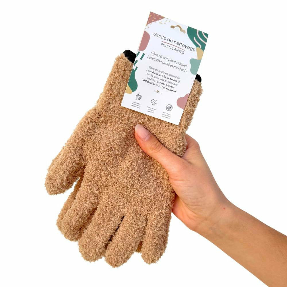 Gants de nettoyage pour plantes - anti-calcaire - beige
