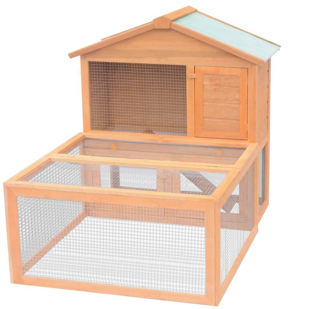 Cage clapier pour animaux 144 x 100 x 100 cm bois marron