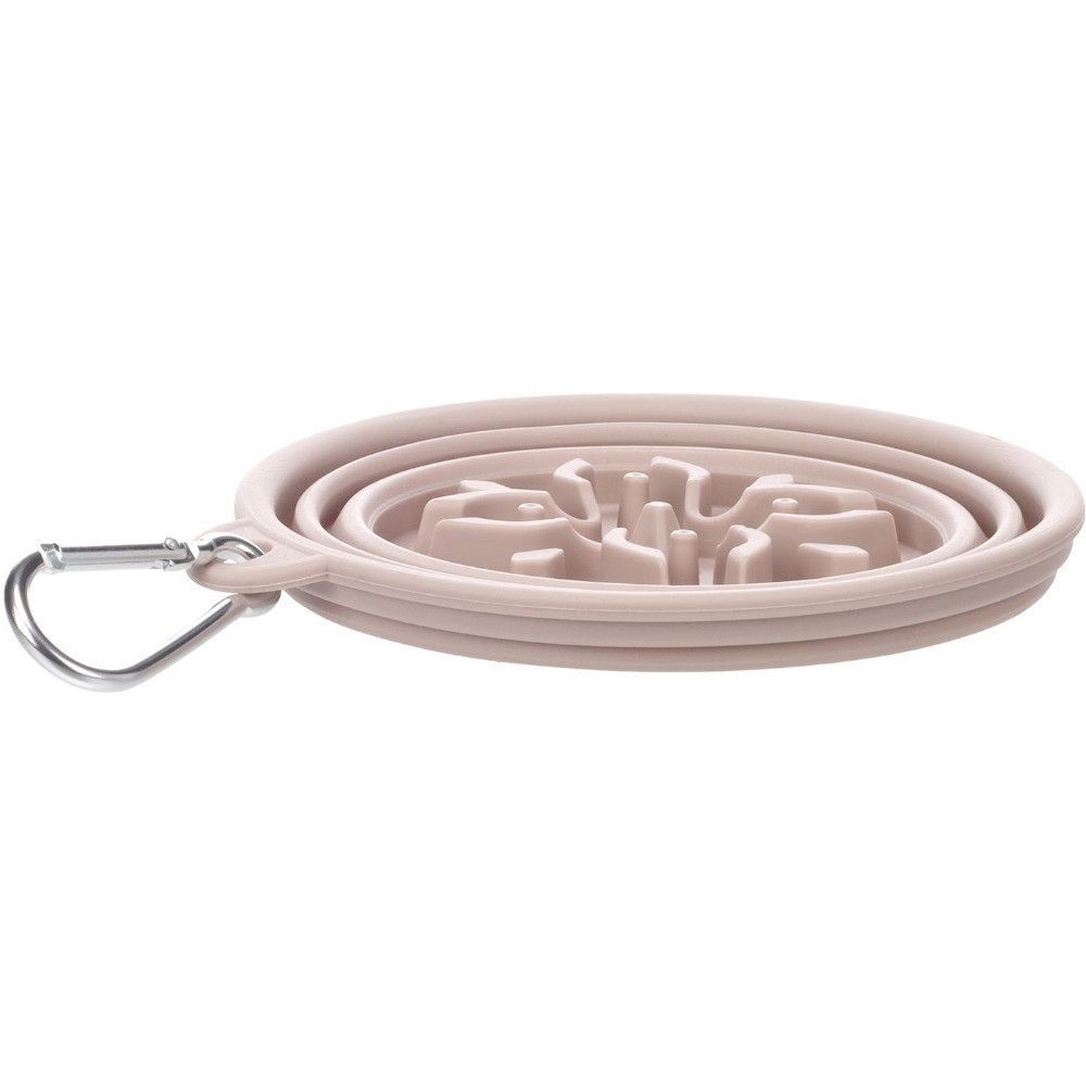 Gamelle de voyage anti-glouton pour chien nino taupe 500 ml - flamingo