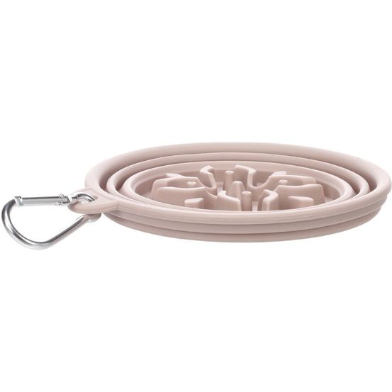 Gamelle de voyage anti-glouton pour chien nino taupe 500 ml - flamingo