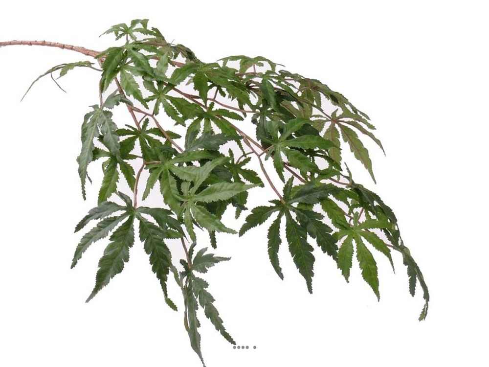 Branche acer erable artificielle 70 cm 36 feuilles vert feu retardant