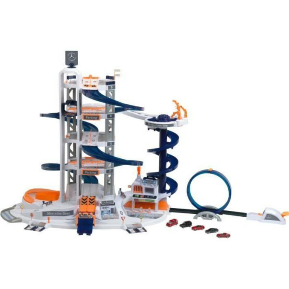 Garage mercedes-benz mega universe - - 3809 - fonctions électroniques, catapulte avec looping, tunnel, etc. - des 3 ans