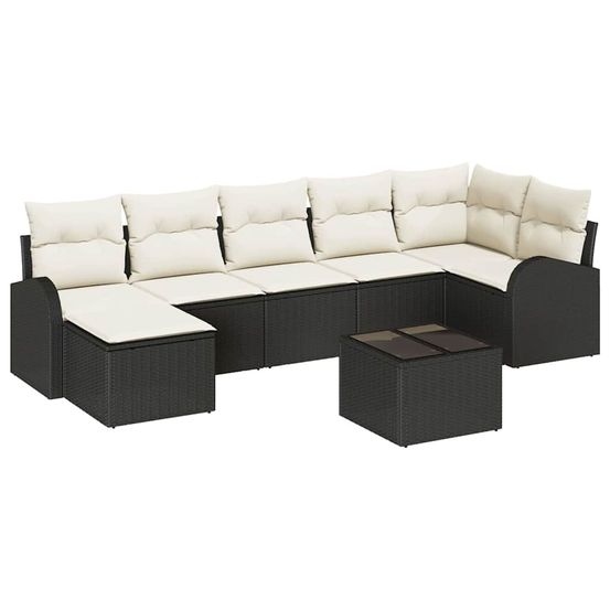 Ensemble de canapés 8 pc noir polyrotin