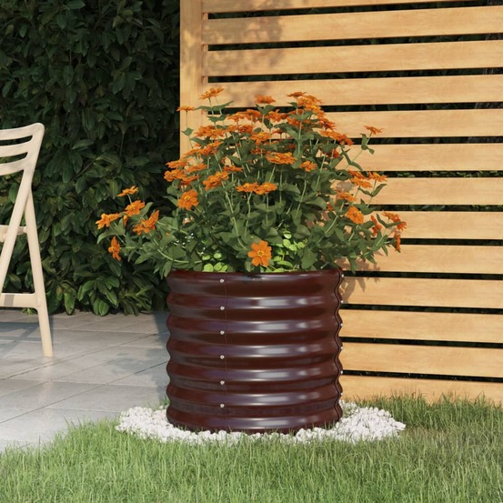 Jardinière de jardin acier galvanisé 40x40x36 cm marron
