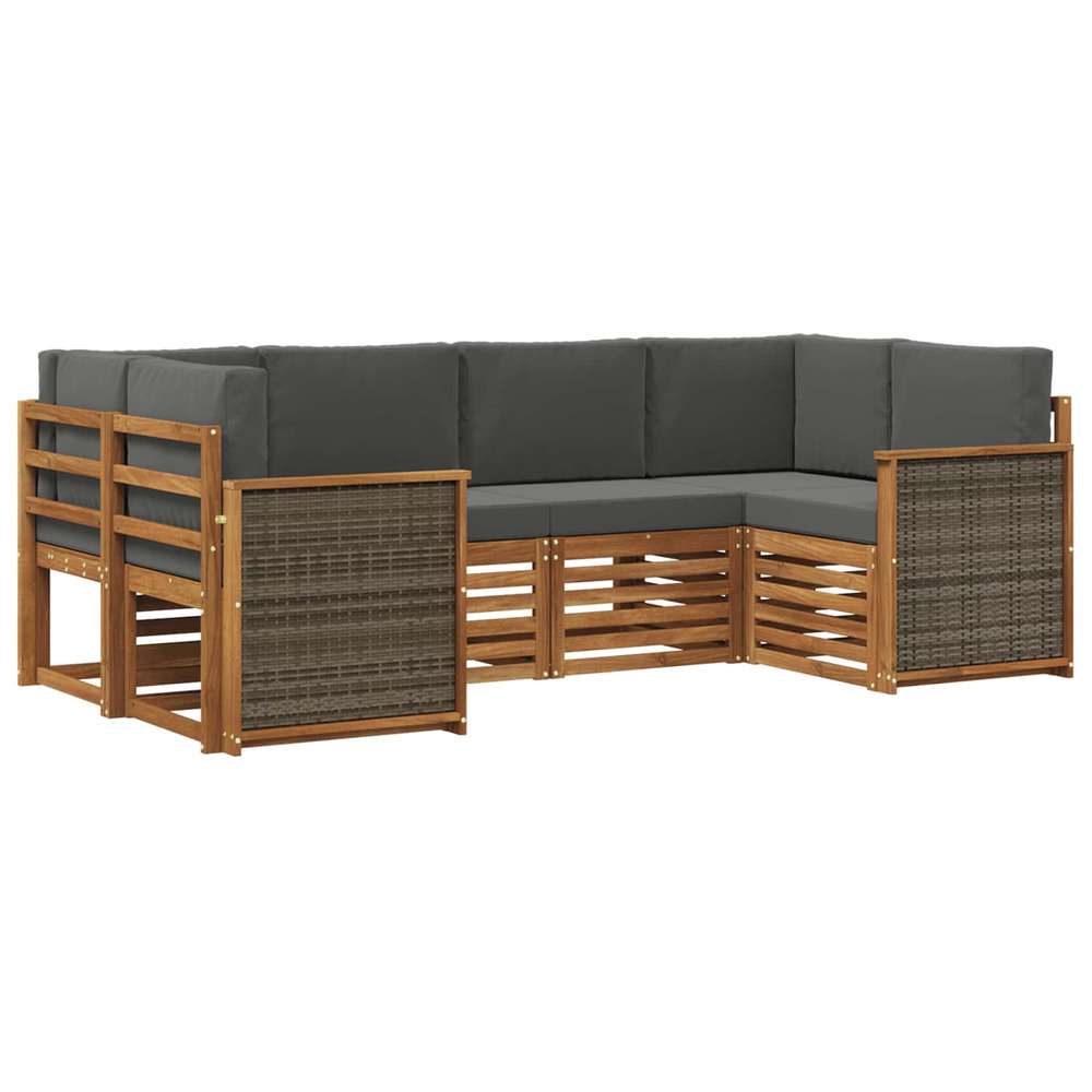 Ensemble de canapé d'angle 5 pcs naturel et anthracite