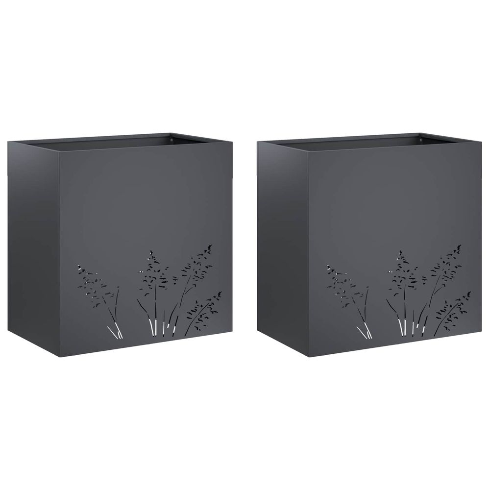 Cache-pot de jardin 2 pc anthracite 50 x 30 x 49 cm