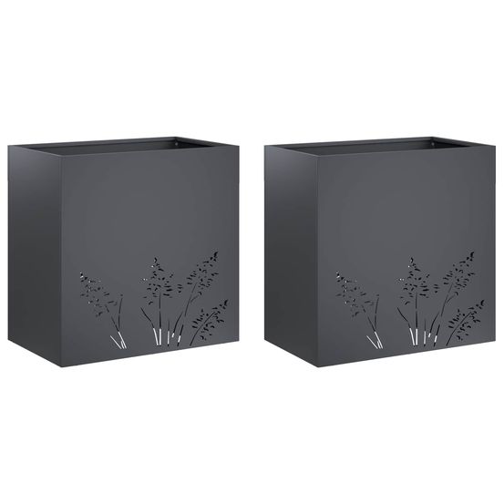 Cache-pot de jardin 2 pc anthracite 50 x 30 x 49 cm